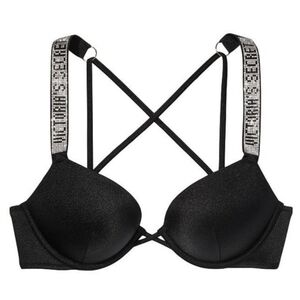 Victoria's Secret Strappy Shine Bombshell Push Up Bikini Top Sz 36C NWT Bling!